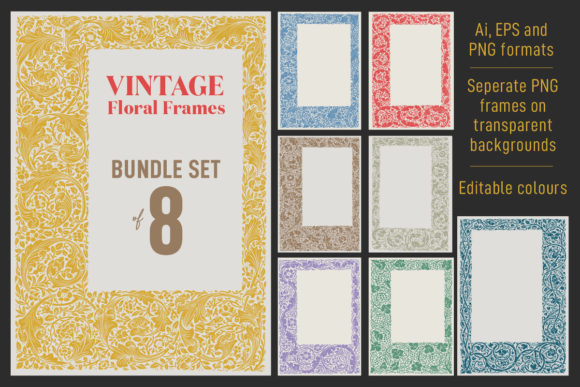 Download Vintage Floral Frames - Premium Bundle