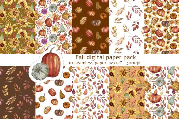 Download Fall Digital Paper Pack Autumn Seamless - Fall digital paper pack Collection
