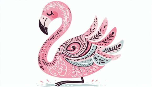 Download Cute Flamingo with Ornate Patterns Along - Ornate patterns Collection