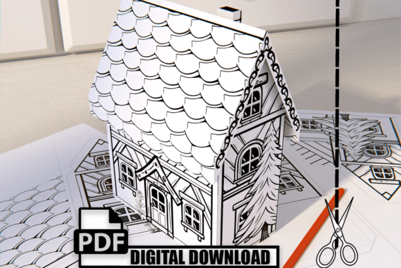 Download Kids Craft Paper House 3D Coloring Page - Craft paper Collection