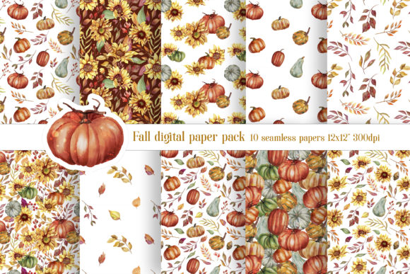 Download Fall Digital Paper Pack Autumn Seamless - Fall digital paper pack Collection